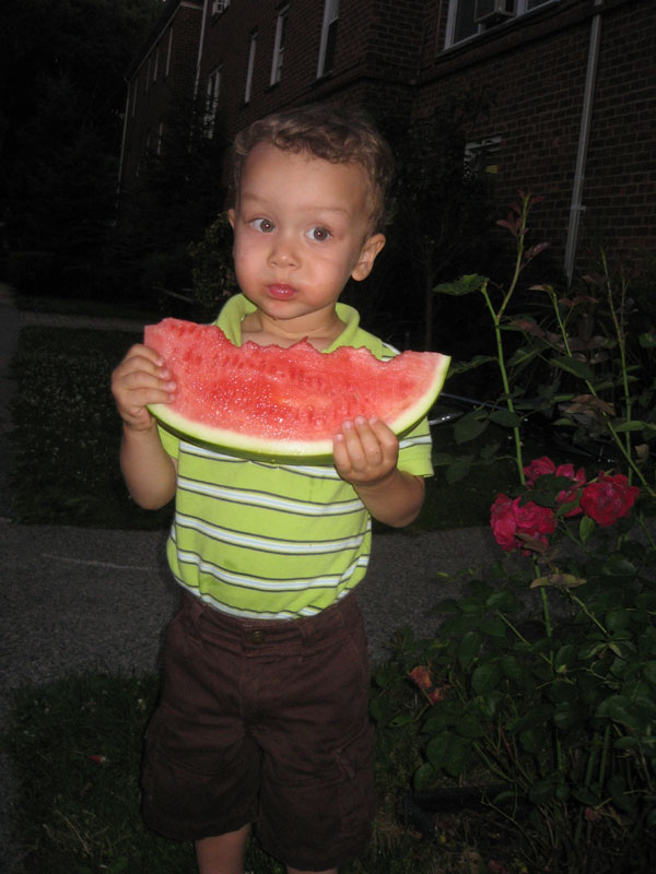 Jason eating watermelon
